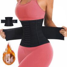 JXCTNNU Waist Trimmers Waist Trainer Belt Adjustable Back Support Post Partum Belt Workout Belly Band Sports Girdles for Women Men Body Shaper (Black,