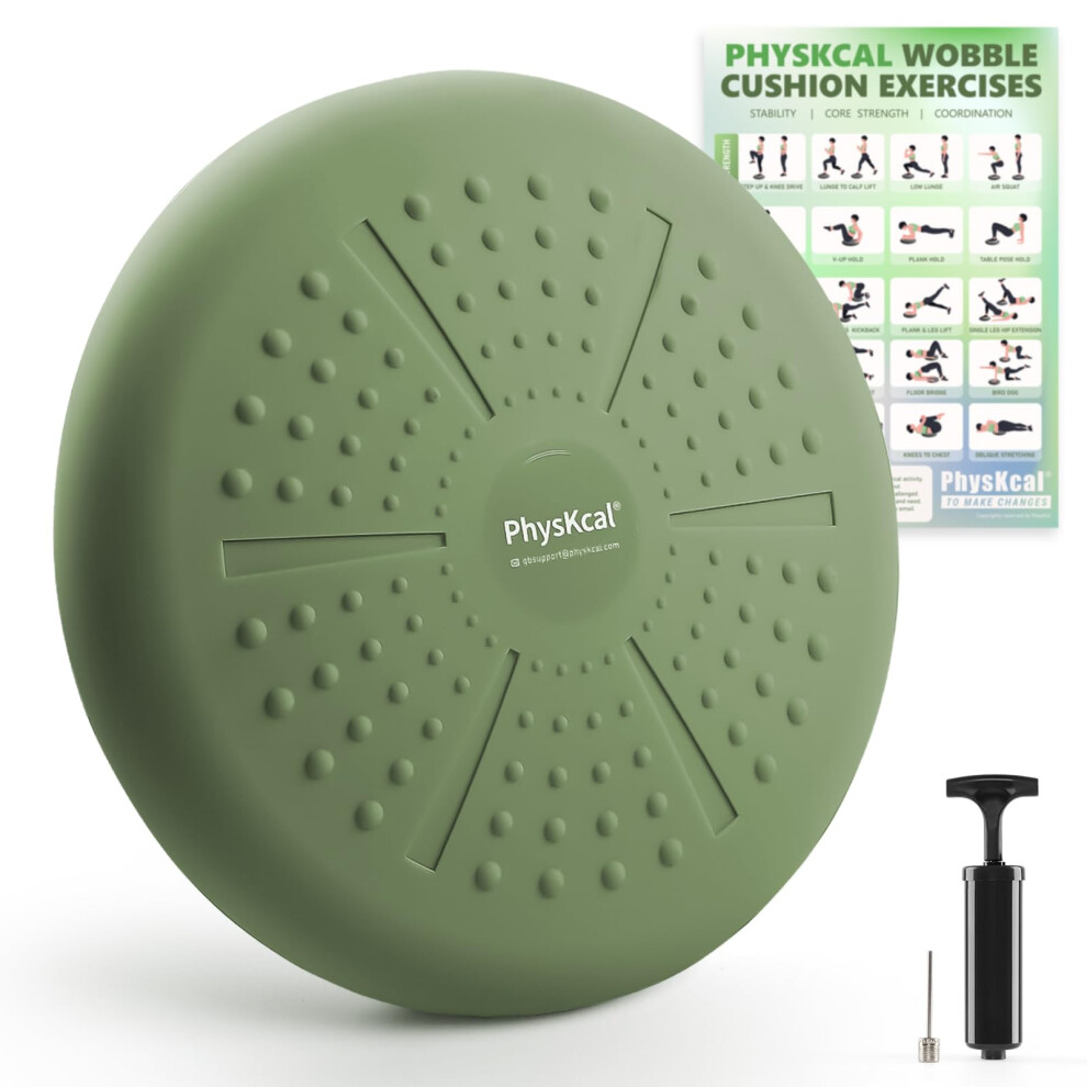Physkcal Wobble Cushion For Adults And Kids Adhd, 33Cm Inflatable Wiggle Seat For Posture, Balance Disc For Core Strength & Stability, Flexible Seat