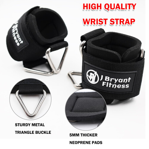 J Bryant Neoprene Padded Wrist Straps with Adjustable Triangular Hook&Loop and Secure Cuff Design for Cable Machines Workouts Strength Training 2