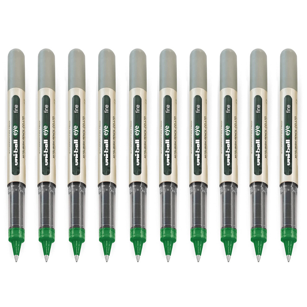 Uni-Ball Eye - Ub-157 Rollerball Pens - 0.7Mm Nib - Pack Of 10 Green