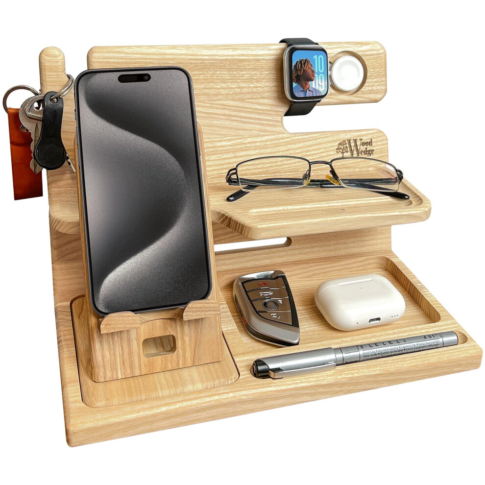 Handcrafted Wooden Docking Station ? 2-in-1 Bedside & Desk Organiser with Detachable Phone Stand, Gift for Men & Women, Valentine?s Day Gift Idea,-image-OPC-PJKNCSS-NEW