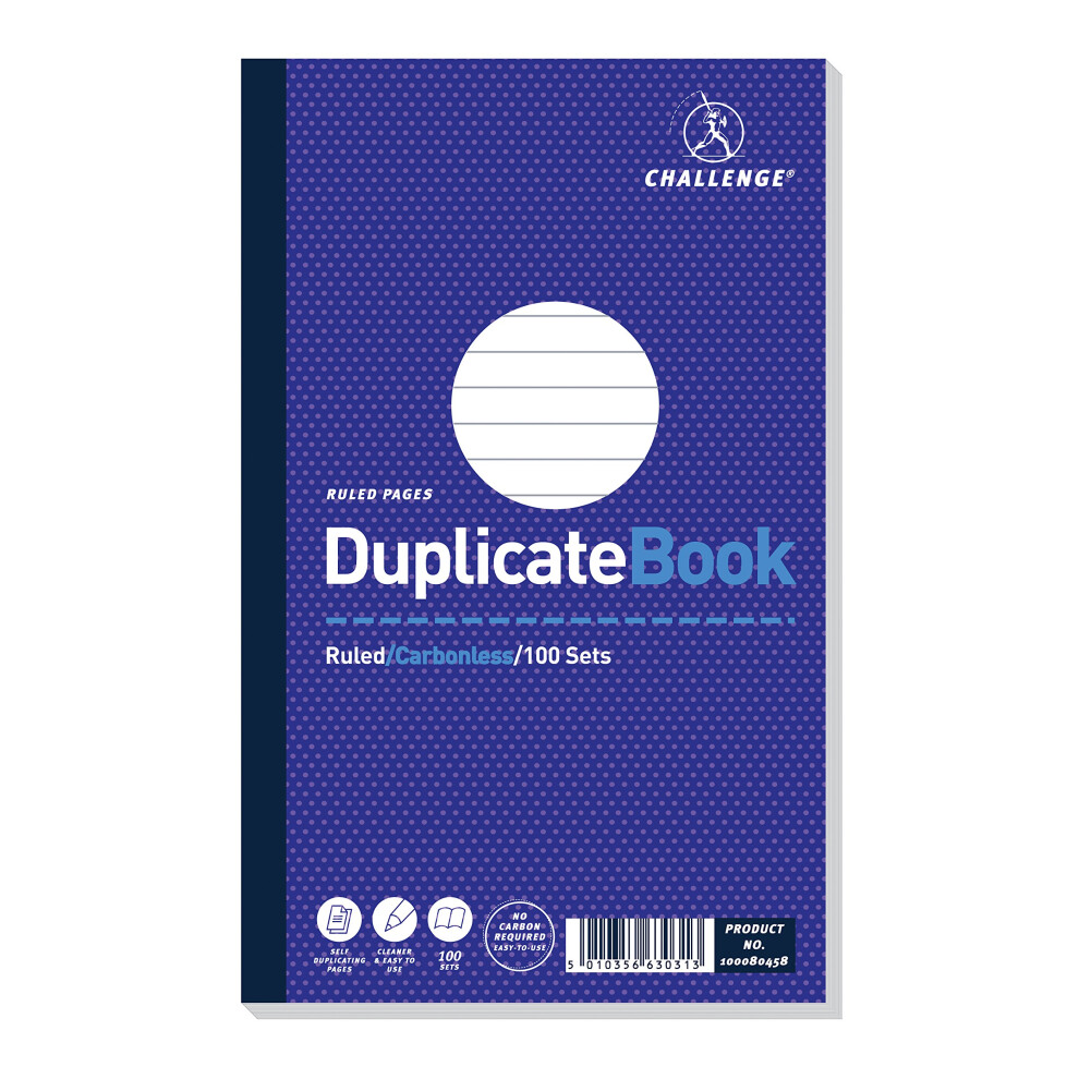 Challenge Duplicate Book, Carbonless, 100 Pages, 5 Pack (210 X 130 Mm)