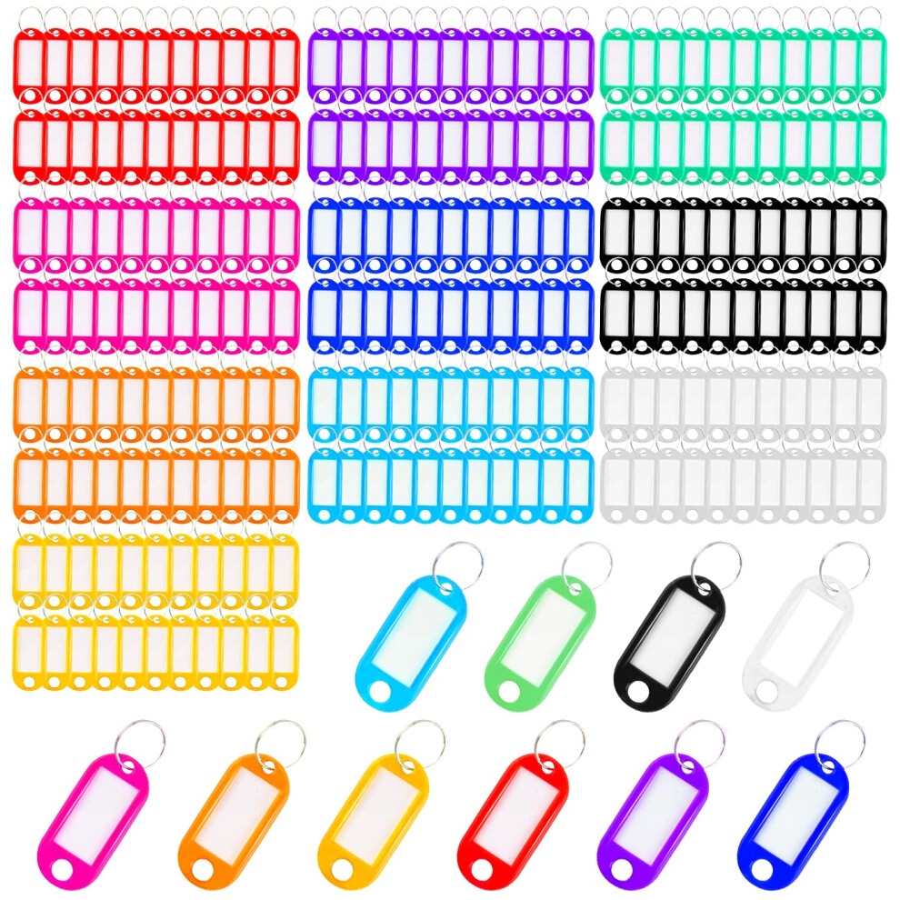 Quacoww 200 Piece Multi-Coloured Key Tags With Split Ring - Key Fobs & Labels For Luggage, Office, Pets 8796718496366