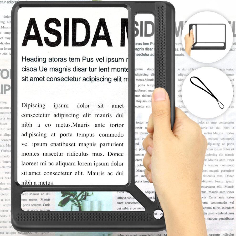 Tobegiga 4X Full Page Magnifying Glass For Reading, Lightweight Rectangular Magnifier Provides Large Book Page Viewing Area, Upgraded Handheld