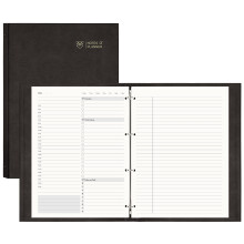 EMSHOI A4 Notebook Undated Daily Planner - 21.6 x 28 cm To Do List Notebook, 240 Refillable Pages, 100 GSM Thick Paper, Hardcover Leather Binder with
