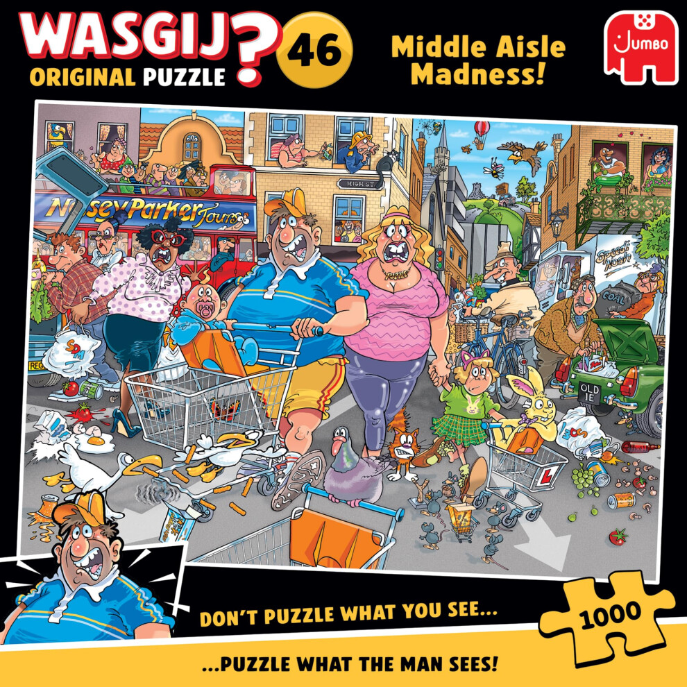Wasgij Original 46, Middle Aisle Madness - Unique 1000 Piece Jigsaw Puzzle For Adults - Colourful, Puzzling, Challenging & Brainteasing Adult Jigsaws