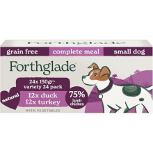 Forthglade Wet Dog Food For Small Dogs (24 x 150g Trays) - Grain Free Variety Pack with Turkey & Duck with Veg, Stomach Sensitive Meals with Natural