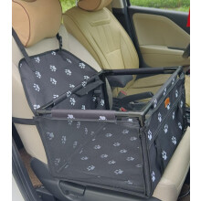 GoBuyer Waterproof Pet Dog Car Seat Booster Carrier Box and Basket with Seat Belt Harness Restraint for Puppy Cat Travel (Black, Medium 50x40cm)