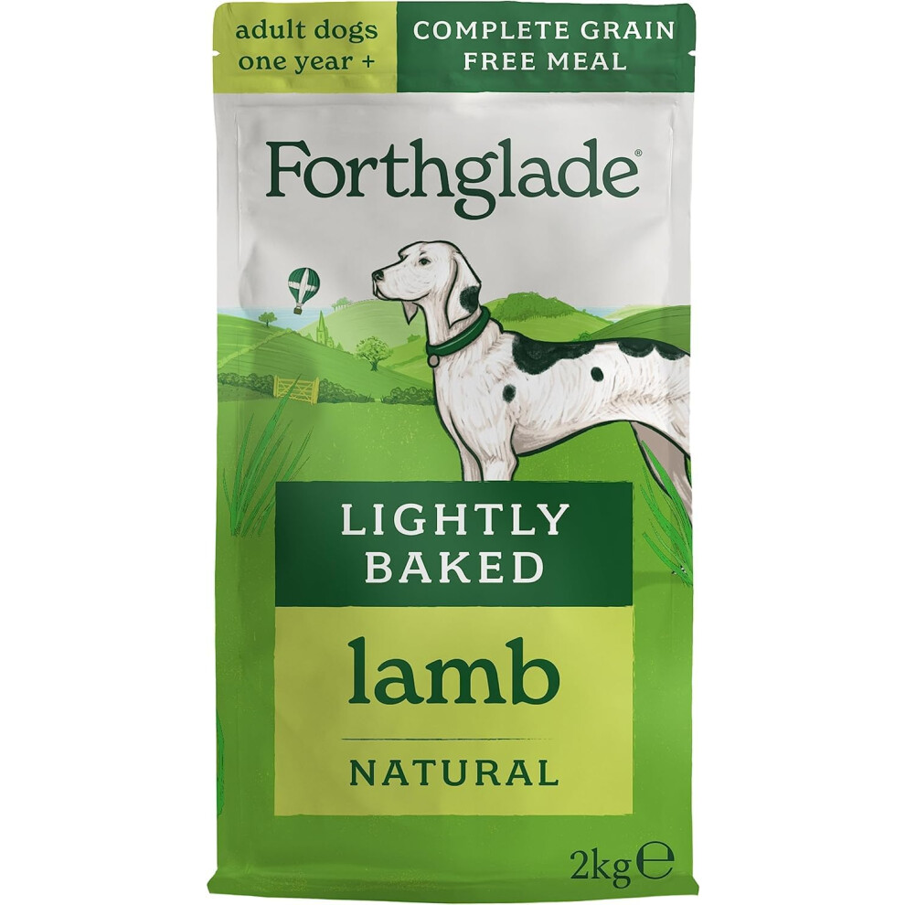 New Forthglade Dry Dog Food, Lightly Baked, (2Kg Resealable Bag), Adult Dogs, Lamb With Sweet Potato, Free Dog Food With 50% Single Source Protein, Grain