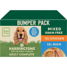 Harringtons Complete Wet Tray Grain Free Hypoallergenic Adult Dog Food Mixed Pack 24x150g - Chicken & Duck - Made with All Natural Ingredients