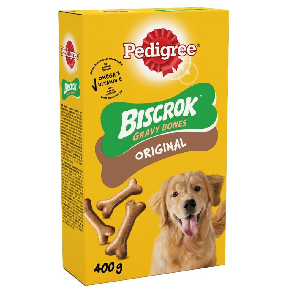 PEDIGREE Biscrok Gravy Bones Biscuits Original Dog Treats 400g (Pack of 12)