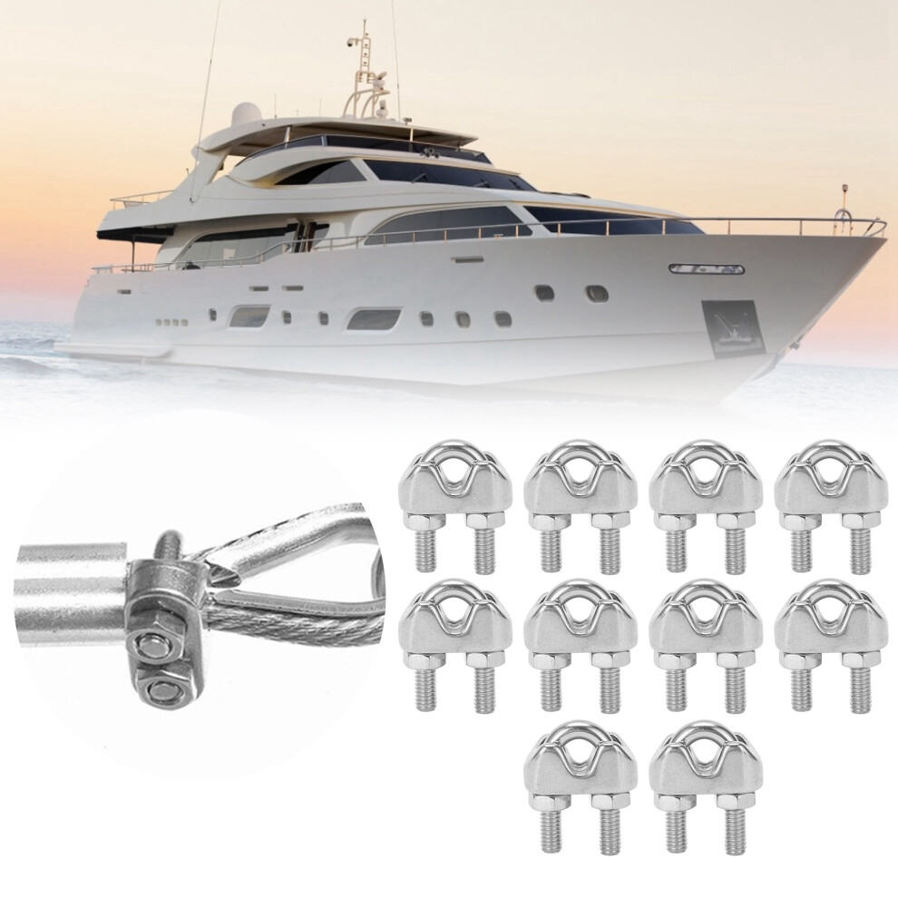 10Pcs M4 Stainless Steel Wire Rope Cable Clamp U Bolt Fasteners 3/16 Inch 9411340554848