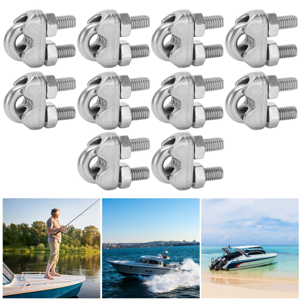 10Pcs Stainless Steel M6 1/4 Inch Wire Rope Cable Clamp U Bolt Saddle 4681340554888