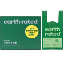 Earth Rated Dog Poo Bags with Handles Value Pack, Easy Tie and Guaranteed Leakproof, Lavender, 600 Handle Bags