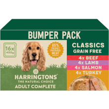 Harringtons Grain Free Adult Mixed Flavour Wet Dog Food Classics Pack - 16x400g