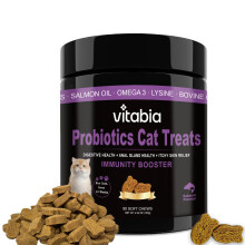 Probiotics For Cats | Cat Treats For Itchy Dry Skin, Allergies and Flea Treatment Cat With Lysine for Cats, Omega 3 Fish Oil, Cat Probiotics, Vitamins