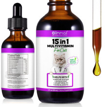Cat Multivitamins Liquid, 15 in 1 Cat Vitamins Promotes Healthy Skin & Coat, Joint, Immune Support, Longevity & More, Vitamins for Cats, with