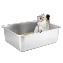 Stainless Steel Cat Litter Tray Litter Tray Litter Box Large Cat Litter Trays for Cats Rabbits, Never Absorbs Odors, Rustproof, Non Stick Smooth