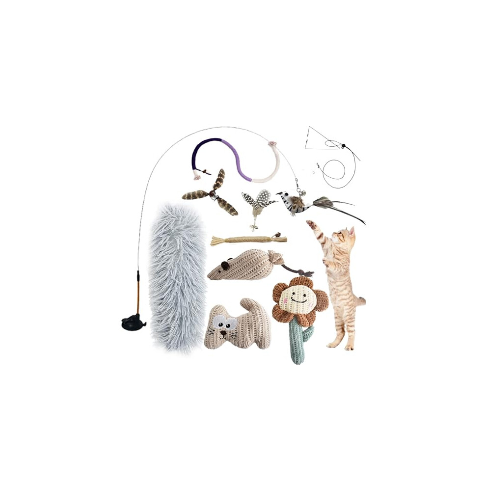 CUUOOT 7-in-1 Interactive Cat Toys for Indoor Cats Adult Kitten with Washable Adhesive Suction Cup, Hanging Interactive Toys, Silvervine Stick and