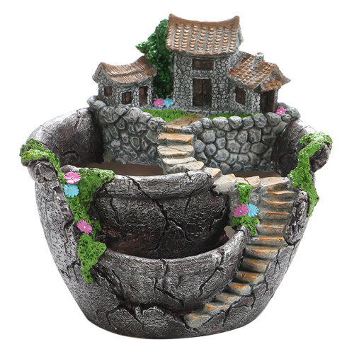 Vaso in resina per succulente 210x200x190mm argento 2