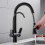 3 Way Modern Matt Black Chrome Drinking Brass Mixer Tap Filter Black Pull Out Kitchen Sink Faucets 4