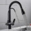 3 Way Modern Matt Black Chrome Drinking Brass Mixer Tap Filter Black Pull Out Kitchen Sink Faucets 3