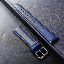 (12mm,Blue)Genuine Leather Watchband Soft Material Watch Band Wrist Strap 12 14 16 18 20 21 22mm With Silver Color Stainless Steel Buckle