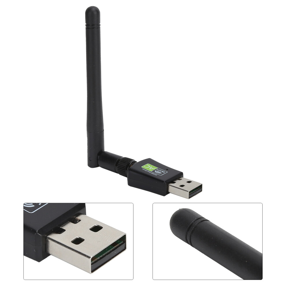 Dual Frequency 600Mbps Usb Wifi Adapter Plug & Play For Laptops/Pcs Black 8011340562488
