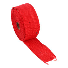 Car Motorcycle 5m Exhaust Heat Wrap Tape Glass Fiber with Alloy Steel Tie Red