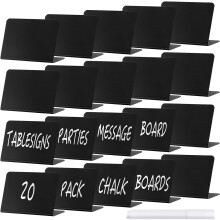 20 mini etiquetas de pizarra para alimentos, etiquetas para nombres de mesa en forma de L, tarjetas rústicas para bufé, ideales para bodas, cumple
