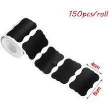 Rollo de 150 etiquetas de pizarra autoadhesivas para botellas de cocina, especias, tarros de mermelada (2,36 pulgadas, negro)