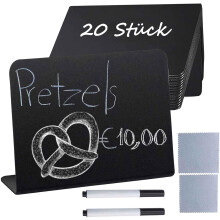 Paquete de 20 mini etiquetas de pizarra para alimentos, números de mesa en forma de L, tarjetas rústicas para bufés, bodas y cumpleaños.