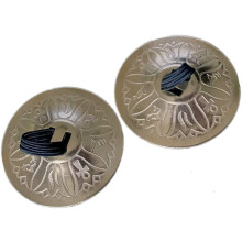 Juego de 2 platillos de dedo de latón dorado para danza del vientre, instrumento musical y accesorio de salón.