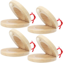 Juego de 4 castañuelas de madera para percusión Orff, instrumento musical para niños y adultos, con cuerdas