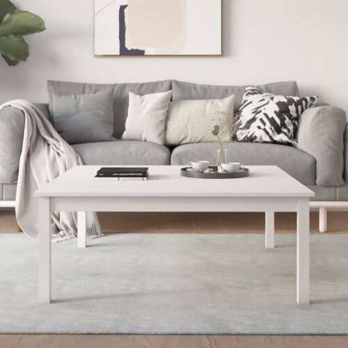 VidaXL Coffee Table White 100x100x40 cm Solid Wood Pine