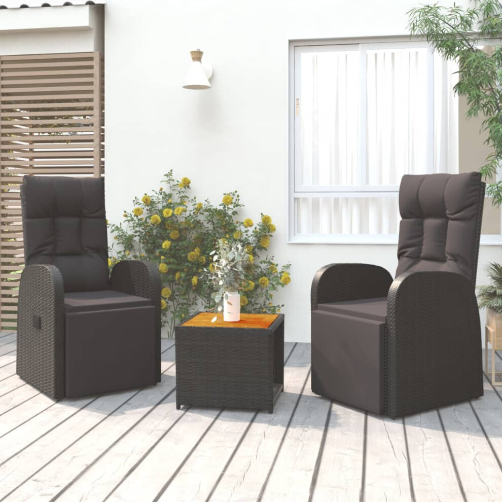 Vidaxl 3 Piece Garden Lounge Set Poly Rattan&Solid Wood Acacia Black