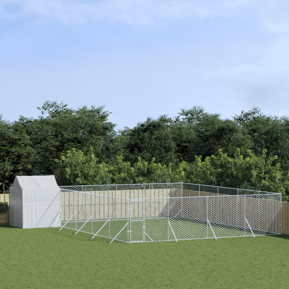 Vidaxl Outdoor Dog Kennel With Roof Silver 10X10x2.5 M Galvanised Steel