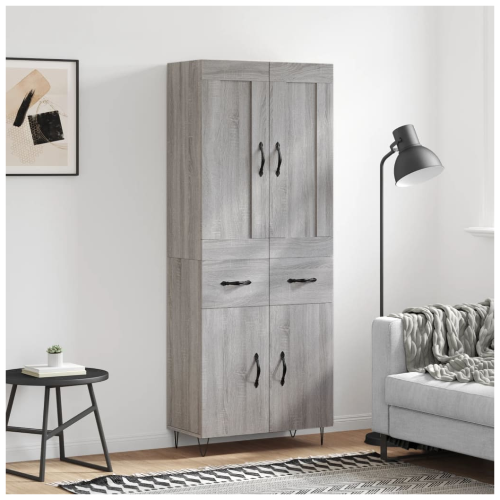 Vidaxl Highboard Grey Sonoma 69.5X34x180 Cm Engineered Wood