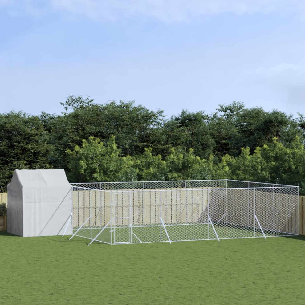 Vidaxl Silver Outdoor Dog Kennel With Roof 6X6x2.5 M Galvanised Steel
