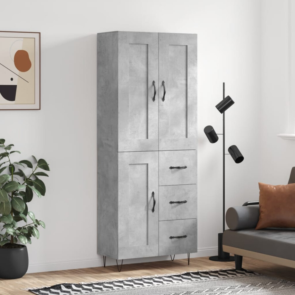 Vidaxl Highboard Concrete Grey 69.5X34x180 Cm Engineered Wood