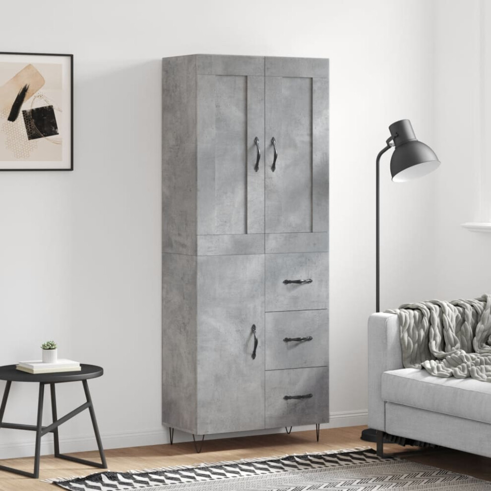 Vidaxl Highboard Concrete 69.5X34x180 Cm Engineered Wood Grey