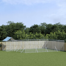 vidaXL Outdoor-Hundezwinger mit Dach Silbern 10x6x2,5 m Stahl Verzinkt