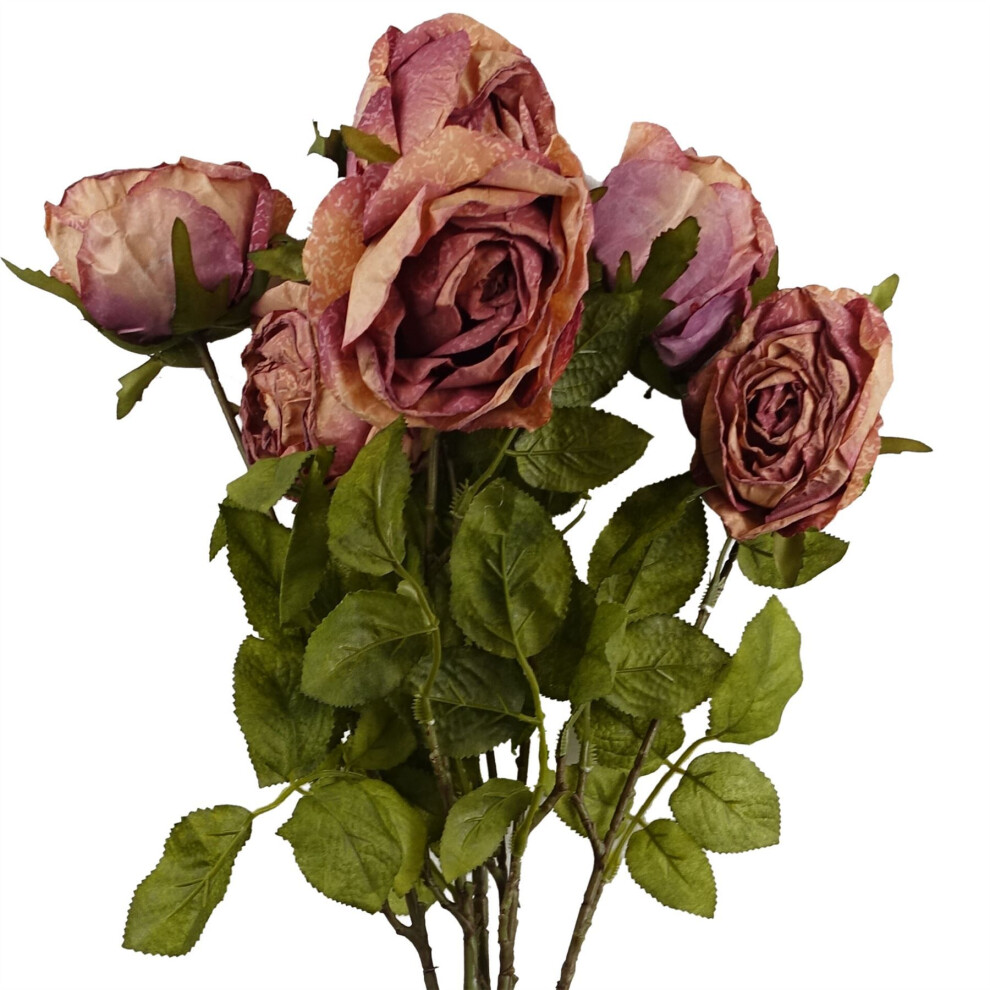 Leaf Pack Of 6 X 70Cm Artificial Rose Dark/Pink