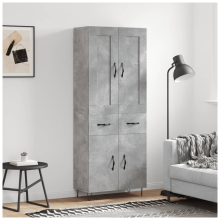 vidaXL Highboard Concrete Grey 69.5x34x180 cm Engineered Wood