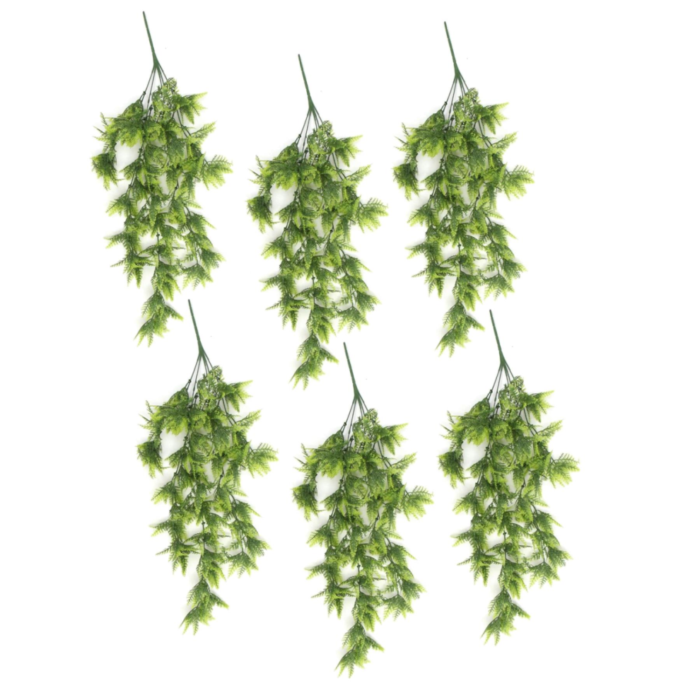 Leaf Pack Of 6 X Hanging Uv And Fire Resistant Artificial Boston Fern Plant 75Cm