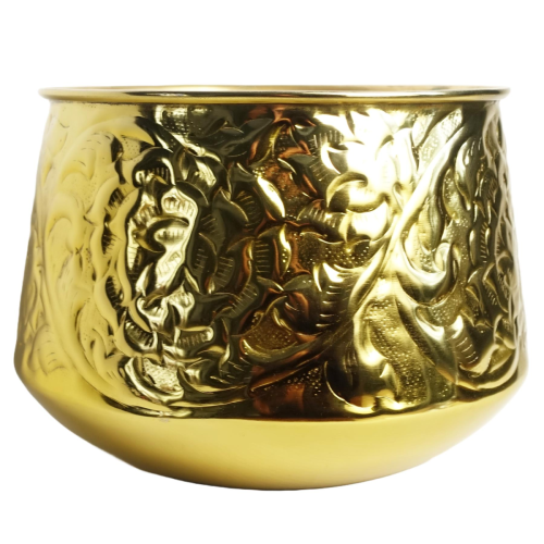 Leaf 18cm Gold Swirl Metal Planter by Leaf