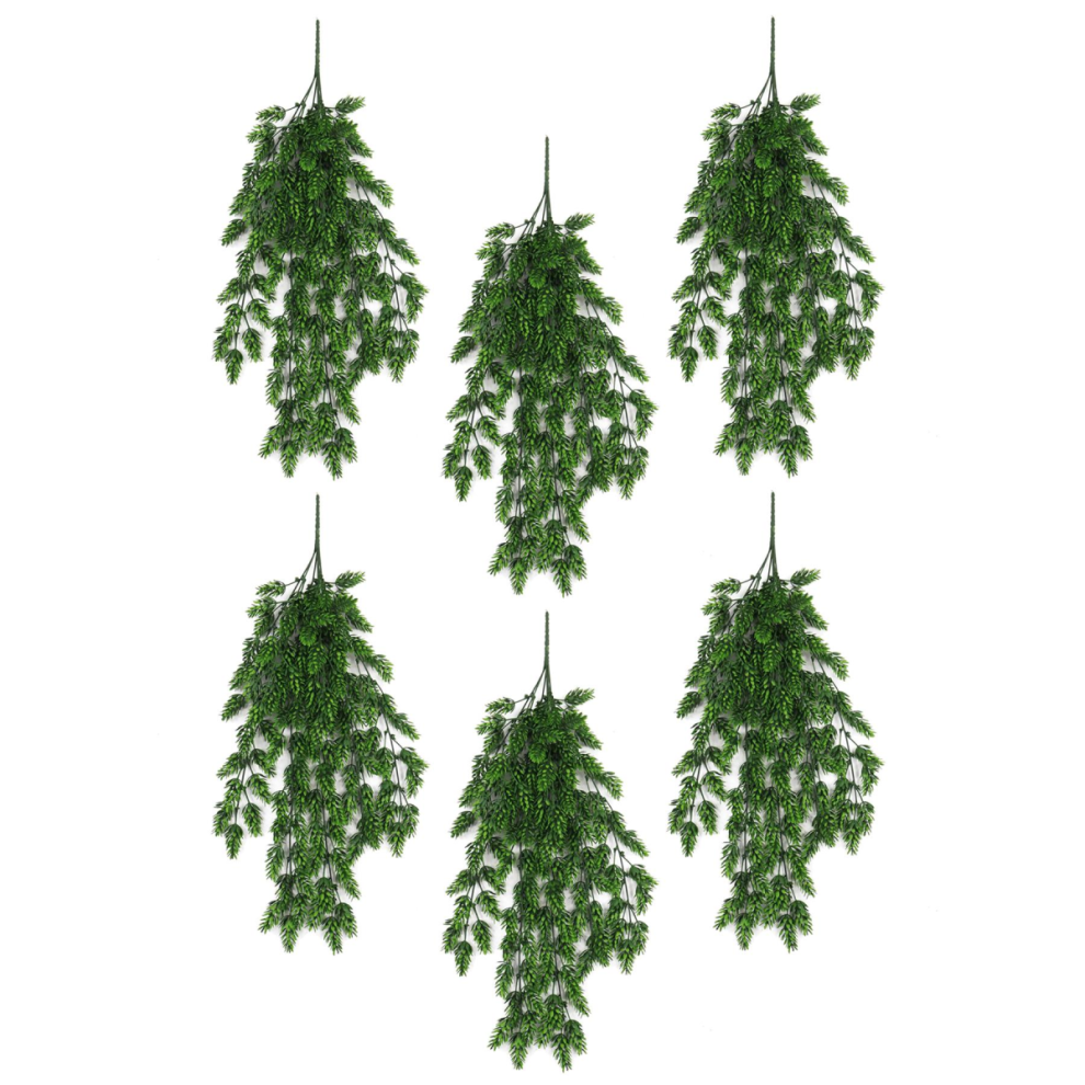 Leaf Pack Of 6 X Hanging Uv And Fire Resistant Artificial Clustered Fern Plant 128Cm
