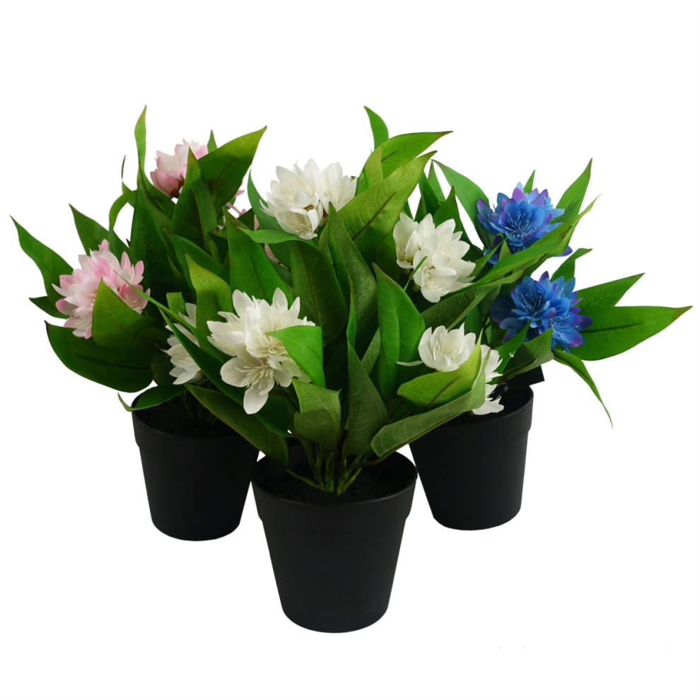 Leaf 3X 18Cm Artificial Freesia Plants Pink. White. Blue Flowering