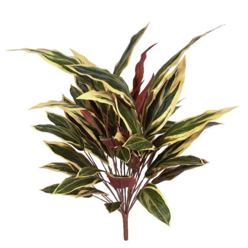 Leaf 90Cm Fire Retardant Caladium Bush With Edge X15w/49Lvs White