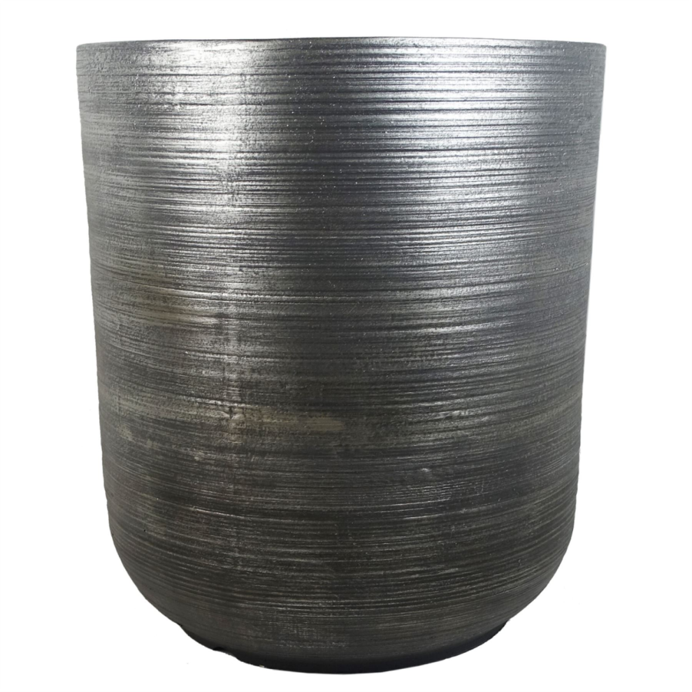 Leaf 47Cm X 41Cm Coya Ridged Planter Extra Large Composite Plant Pot Silver